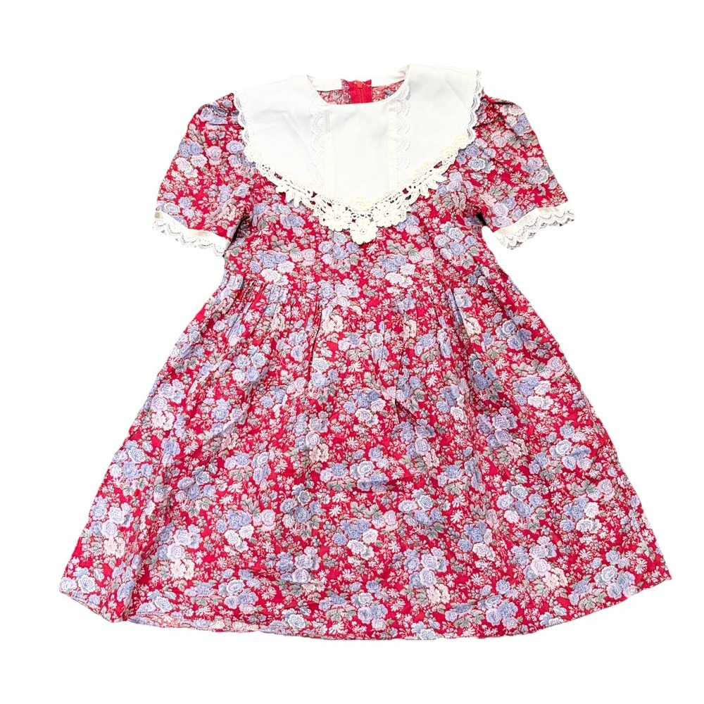Gunne Sax by Jessica McClintock Girls Dress Red Floral Prairie Dress Costume 4